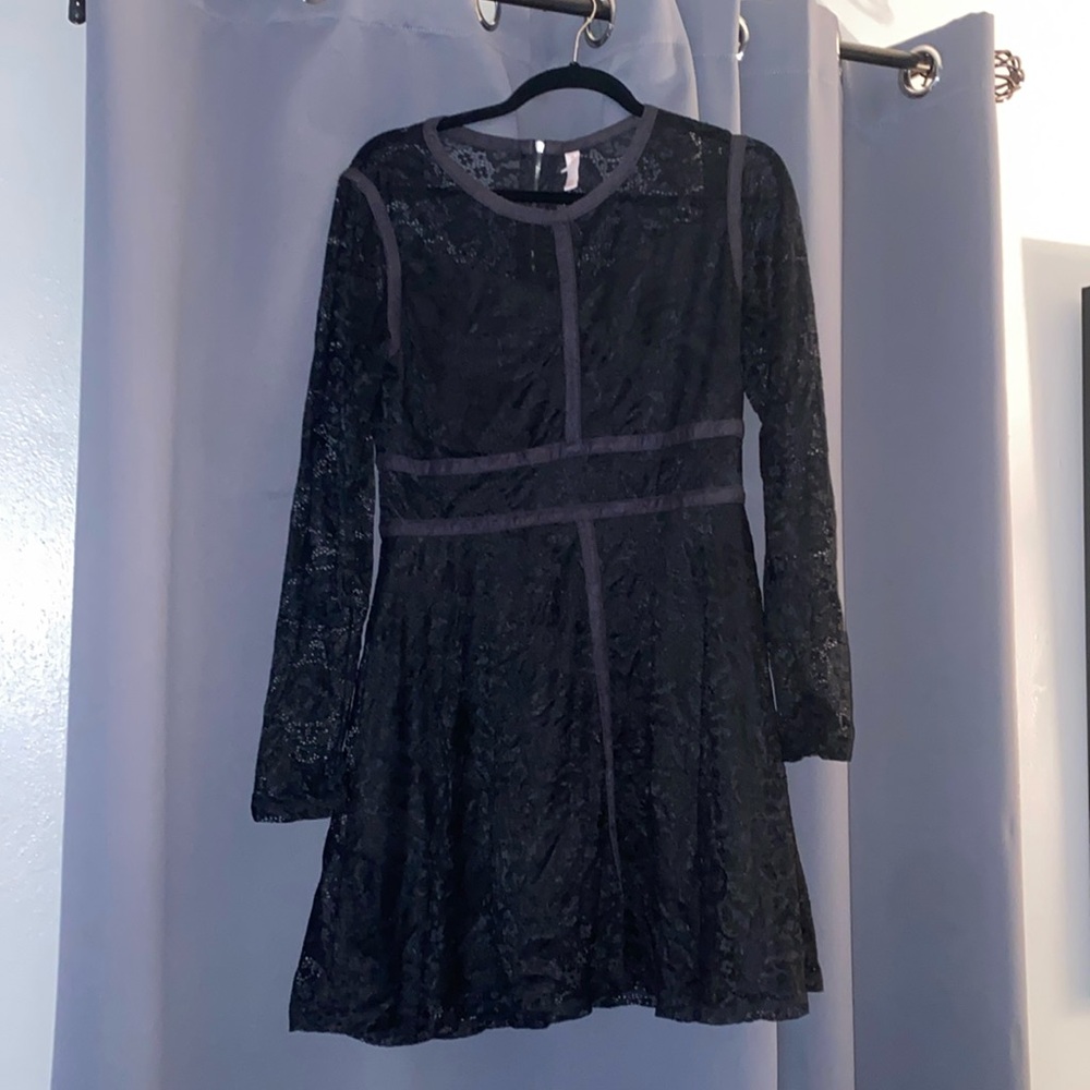 Black, lace, long sleeve dress